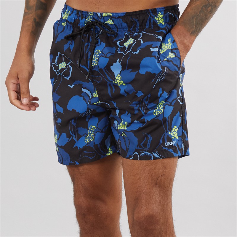 DKNY Mens Nauru Printed Swim Shorts Black Print