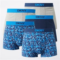 DKNY Mens Alton Five Pack Trunks Dress Blue/Grey Marl/Lapis Blue/Blue/French Blue