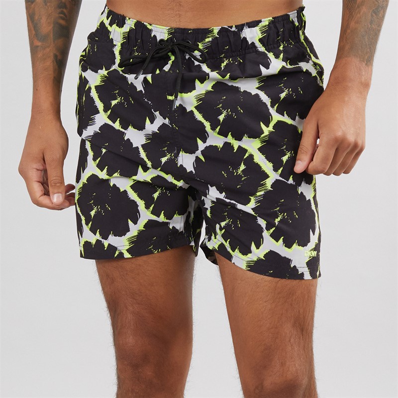 DKNY Mens San Blas Printed Swim Shorts Black Print