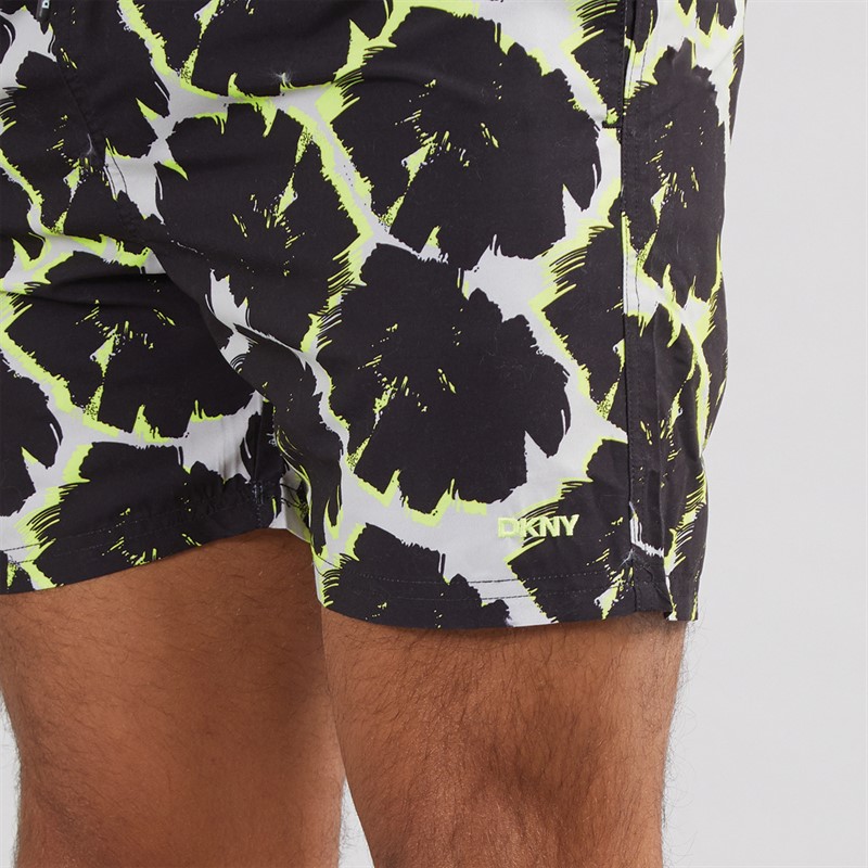 DKNY Mens San Blas Printed Swim Shorts Black Print