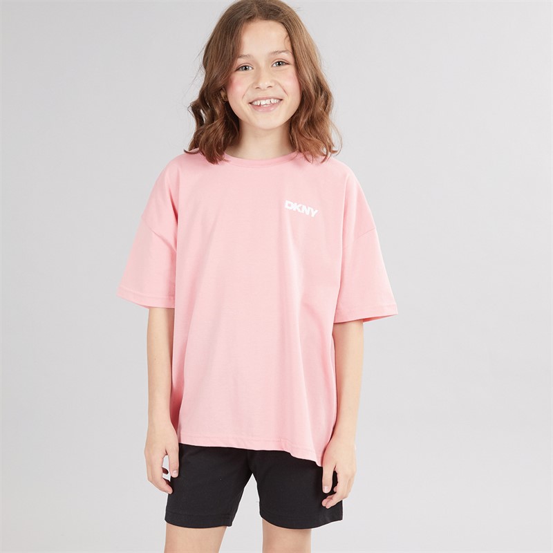 DKNY Girls T-Shirt And Shorts Co-Ord Set Pink