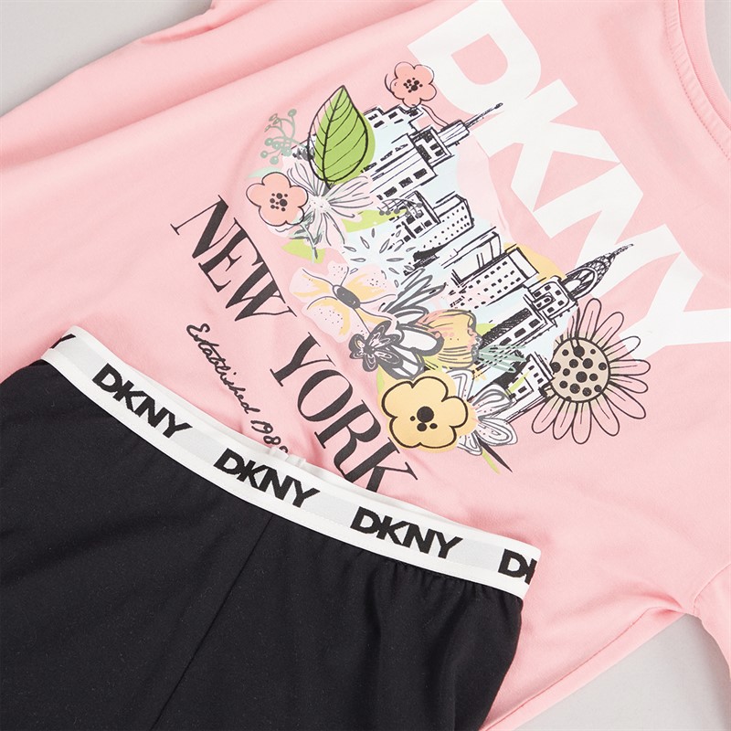 DKNY Girls T-Shirt And Shorts Co-Ord Set Pink