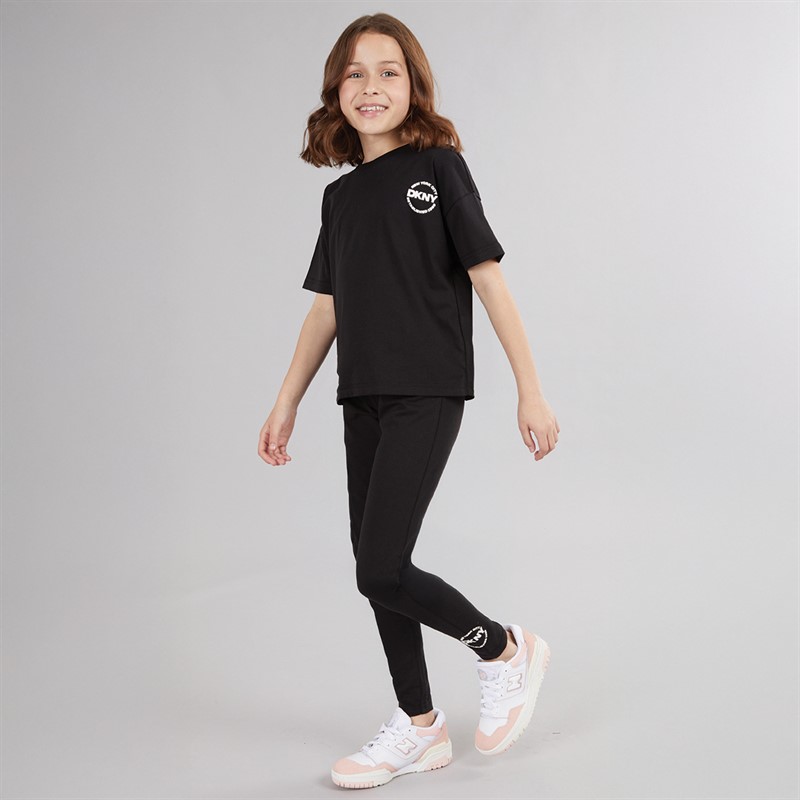DKNY Girls T-Shirt And Leggings Co-Ord Set Black