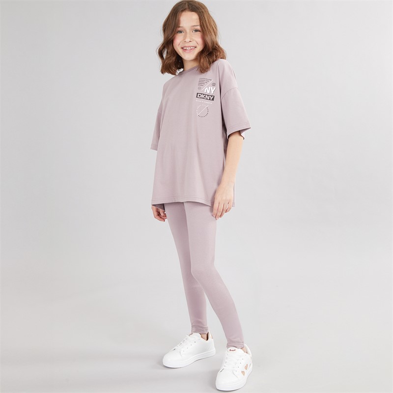 DKNY Girls T-Shirt And Leggings Co-Ord Set Purple