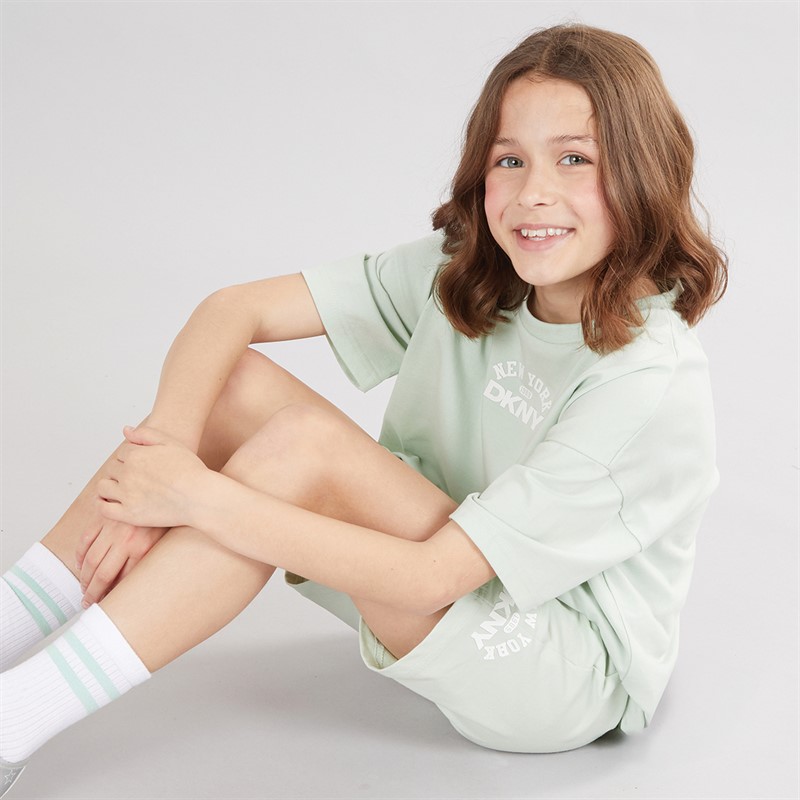 DKNY Girls T-Shirt And Shorts Co-Ord Set Green