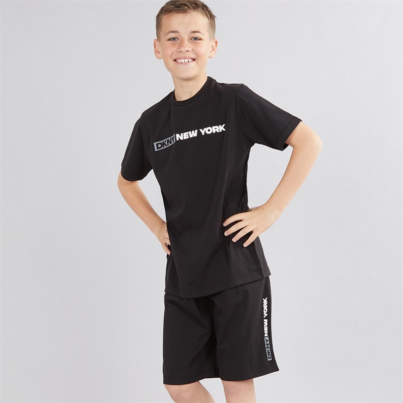 DKNY Boys T-Shirt And Shorts Co-Ord Set Black - Size 9/10Y