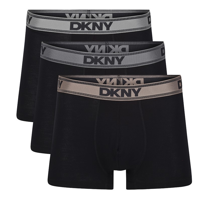 DKNY Mens Carter Three Pack Boxer Trunks Black