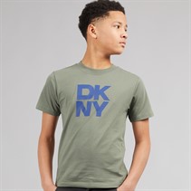 DKNY Boys Boysdigital Blue T-Shirt Lime