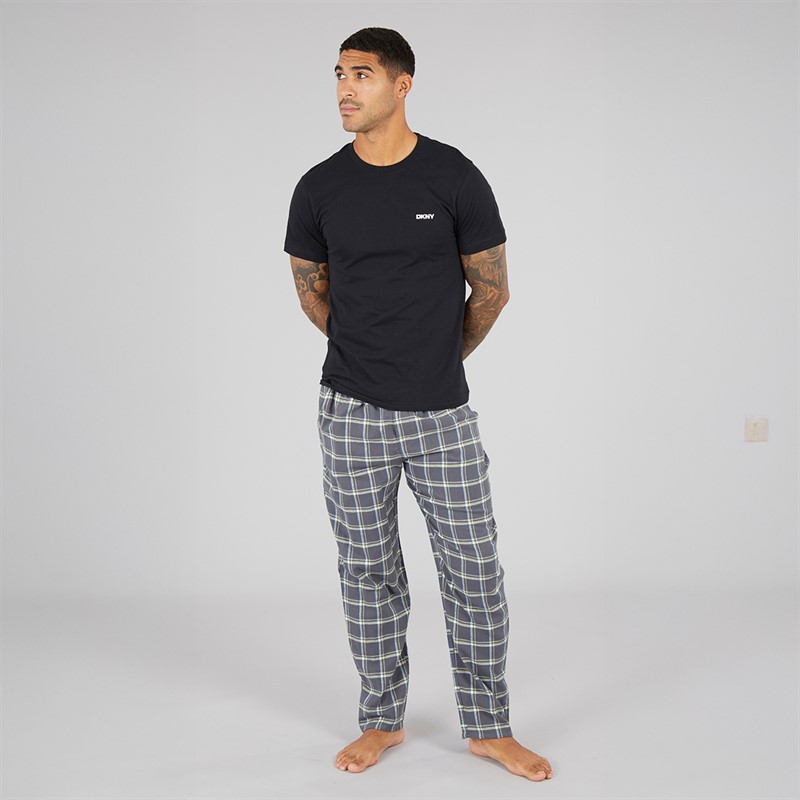 DKNY Mens Bees Woven Lounge Pants Grey Check