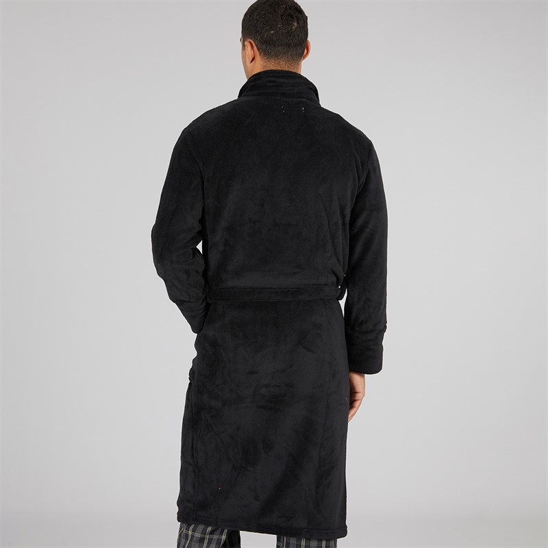 DKNY Mens Trash Pandas Fleece Robe Black