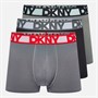 DKNY Mens Malden Three Pack Boxer Trunks Black/Grey/Khaki