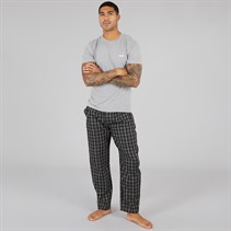 DKNY Mens Bucks T-Shirt And Woven Pants Lounge Set Grey/Black