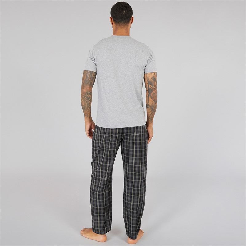 DKNY Mens Bucks T-Shirt And Woven Pants Lounge Set Grey/Black
