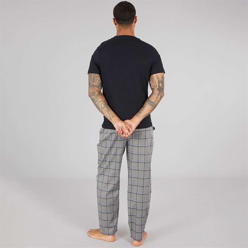 DKNY Mens Falcons T-Shirt And Woven Pants Lounge Set Black/Grey