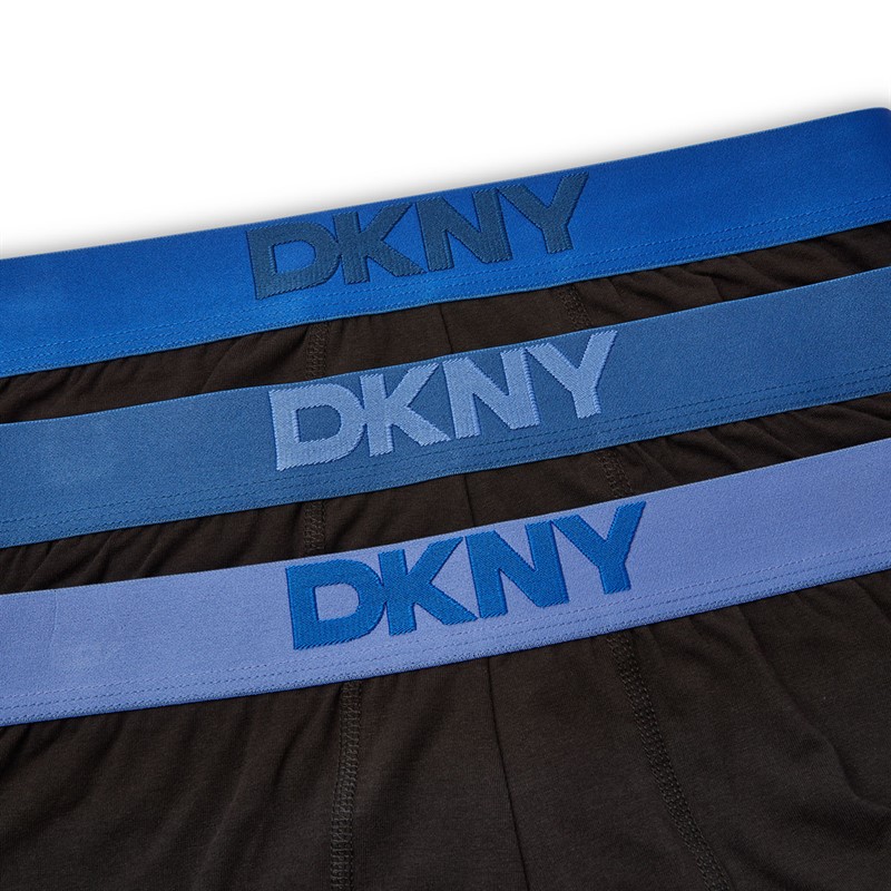 DKNY Mens Delmar Three Pack Longer Length Boxer Trunks Black