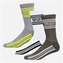DKNY Mens Martense Three Pack Crew Socks Khaki/White/Grey