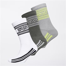 DKNY Mens Martense Three Pack Crew Socks Khaki/White/Grey