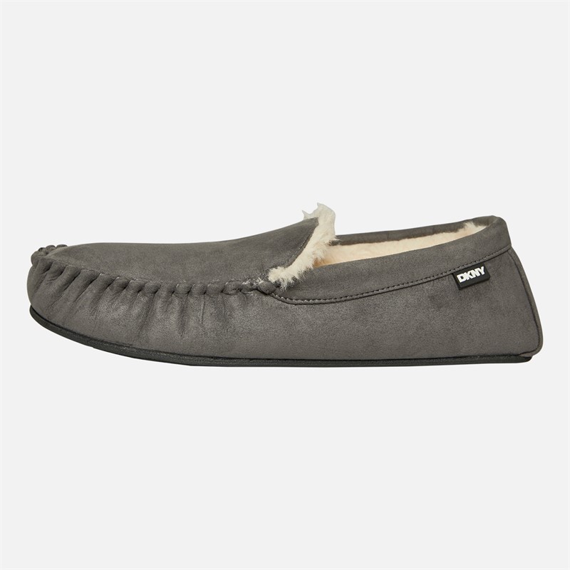 DKNY Mens Electra Moccasin Slippers Grey