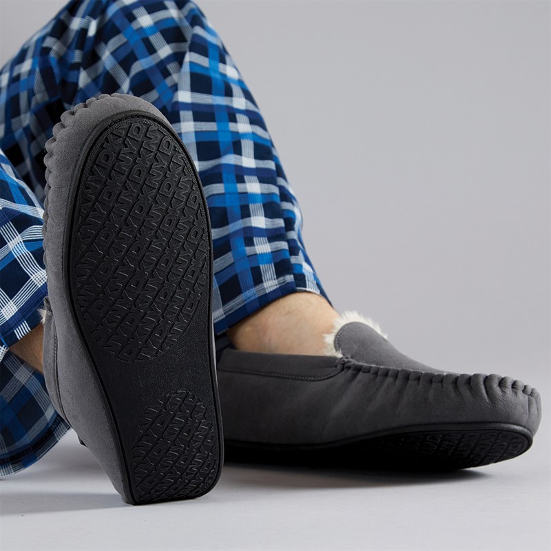 DKNY Mens Electra Moccasin Slippers Grey