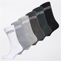 DKNY Mens Radde Six Pack Crew Socks Black/Grey/Grey/Grey/Grey/White