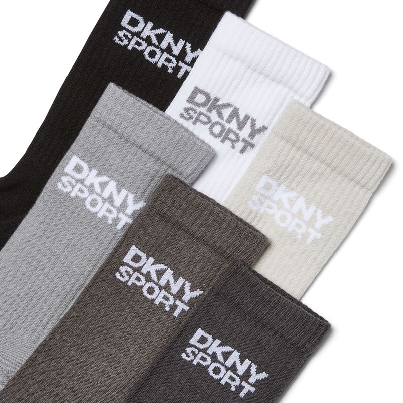 DKNY Mens Radde Six Pack Crew Socks Black/Grey/Grey/Grey/Grey/White