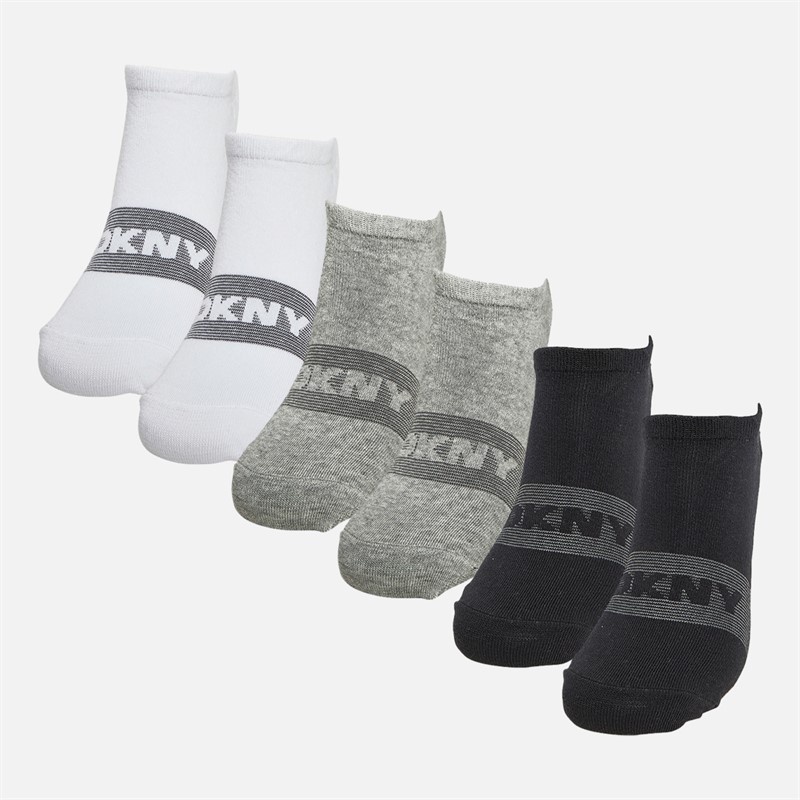 DKNY Mens North Six Pack Invisible Socks Black/White/Grey/Black/White/Grey