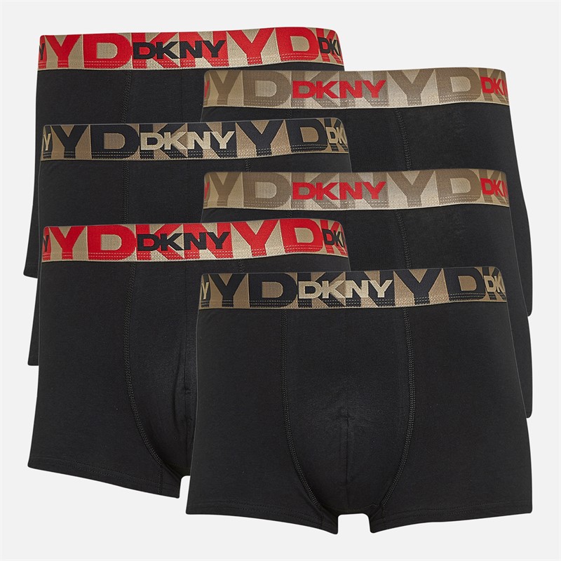 DKNY Mens Archie Six Pack Trunks Black/Black/Black/Black/Black/Black