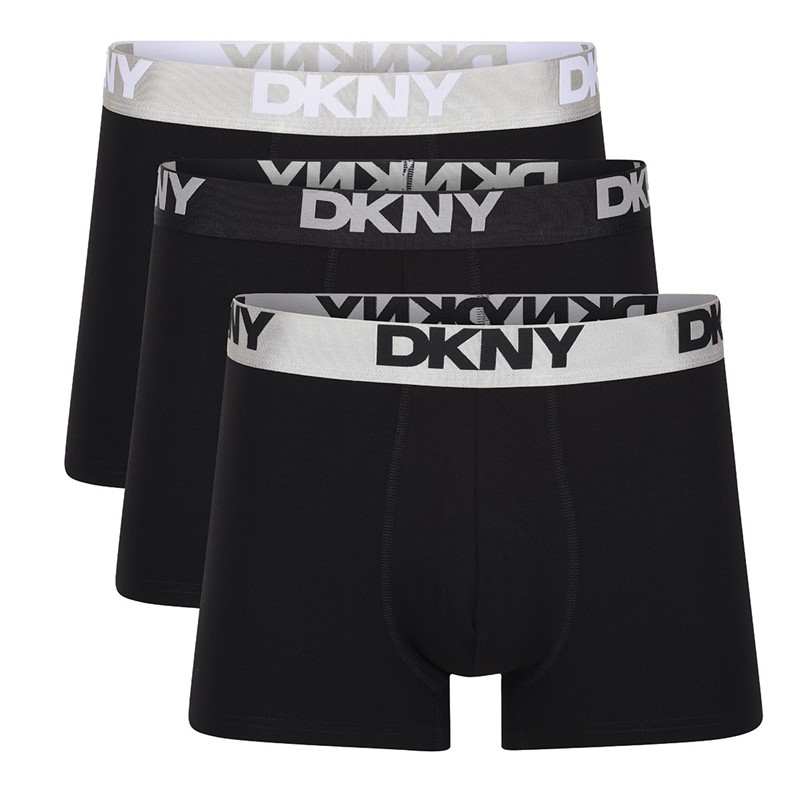 DKNY Mens Ozark Three Pack Modal Boxer Trunks Black
