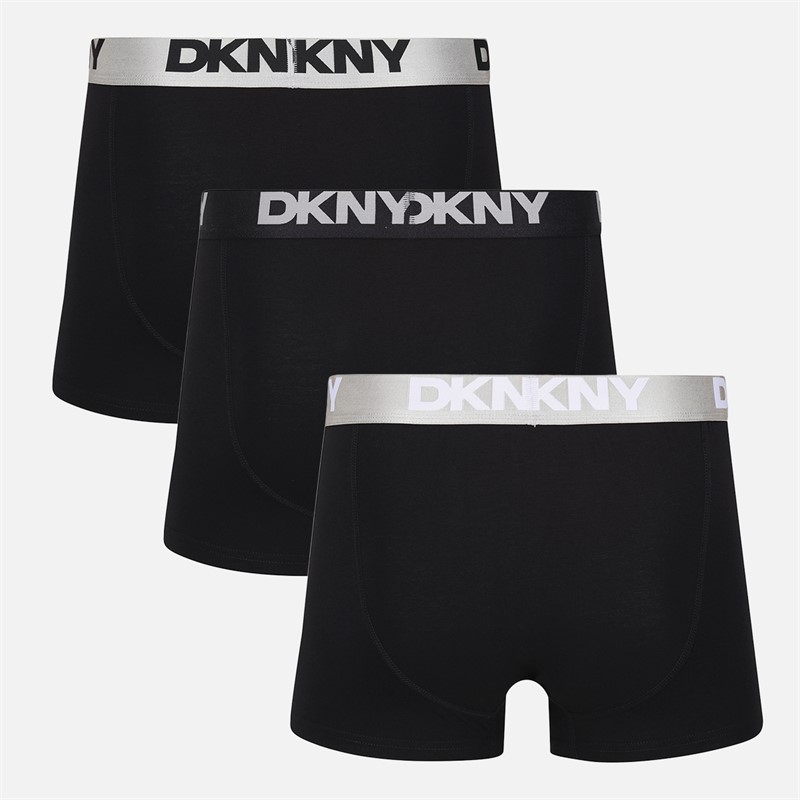 DKNY Mens Ozark Three Pack Modal Boxer Trunks Black