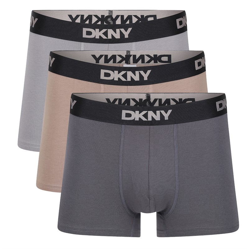 DKNY Mens Jesiah Three Pack Trunks Jet/Sharkskin/Sand - Size XL