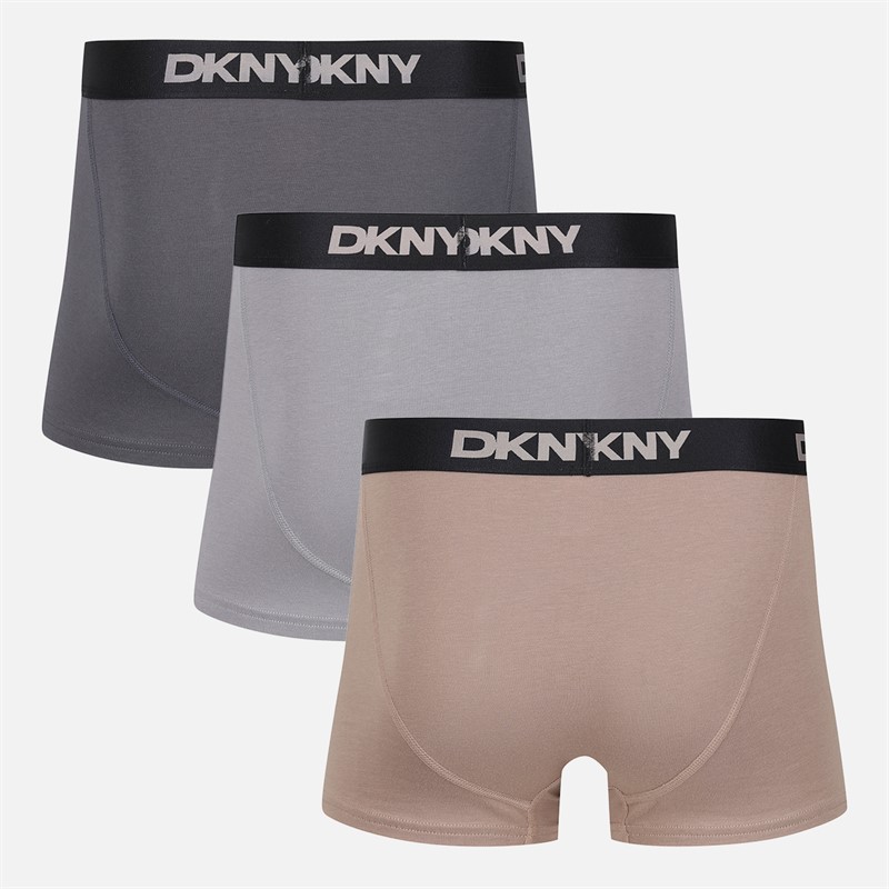 DKNY Mens Jesiah Three Pack Trunks Jet/Sharkskin/Sand