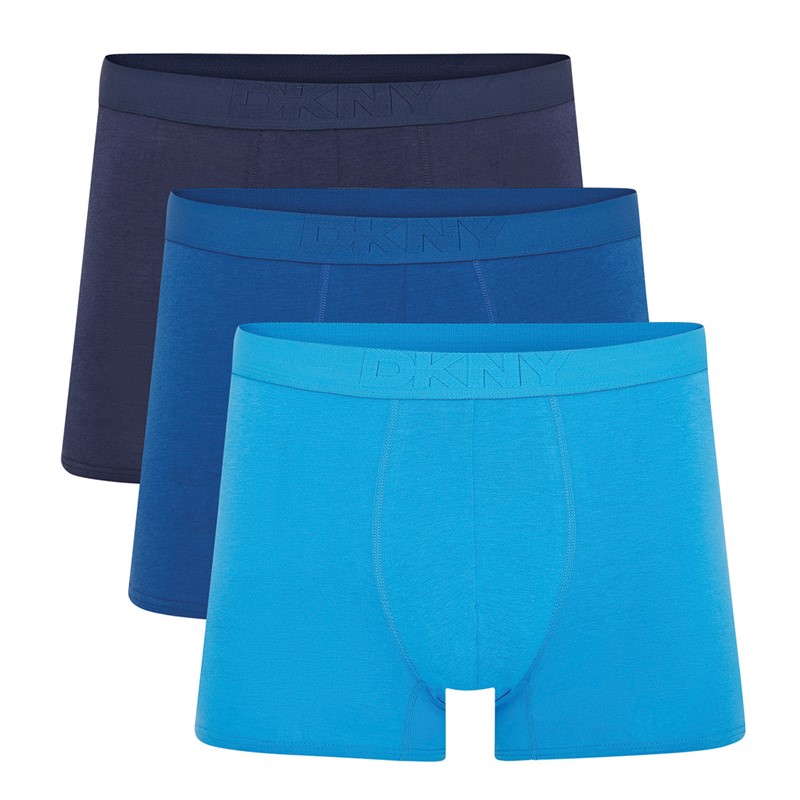 DKNY Mens Dutton Three Pack Modal Trunks Navy/Blue - Size L