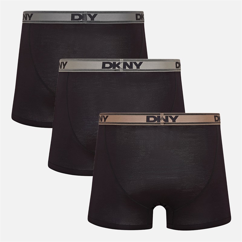 DKNY Mens Carter Three Pack Bamboo Trunks Black