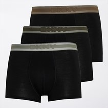 DKNY Mens Greenville Three Pack Bamboo Boxer Trunks Black