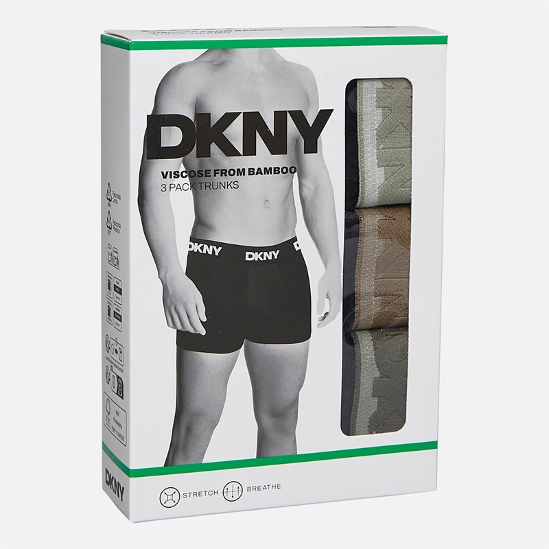 DKNY Mens Greenville Three Pack Bamboo Boxer Trunks Black