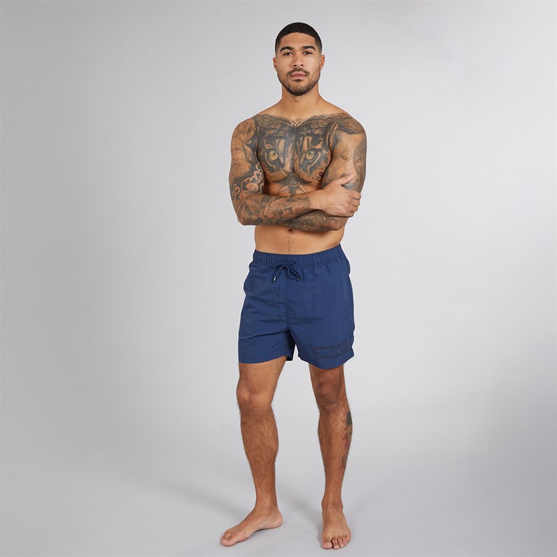 DKNY Mens Kos Solid Colour Swim Shorts Navy/Print