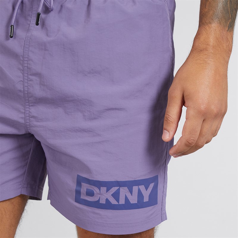 DKNY Mens Kos Solid Colour Swim Shorts Purple