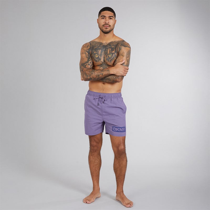 DKNY Mens Kos Solid Colour Swim Shorts Purple