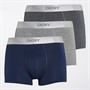 DKNY Mens Lawrence Three Pack Modal Boxer Trunks Navy/Charcoal/Grey
