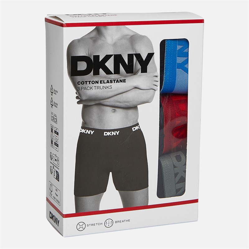 DKNY Herre Ajo Tre Pak Medium Boxer Trusser Sort/Blå/Rød/Military