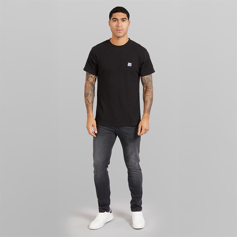DKNY Mens Diamonds Waffle T-Shirt Black
