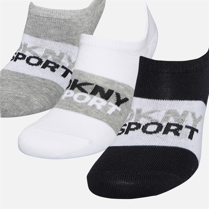 DKNY Womens Aurelia Three Pack Trainer Socks Black/White/Grey