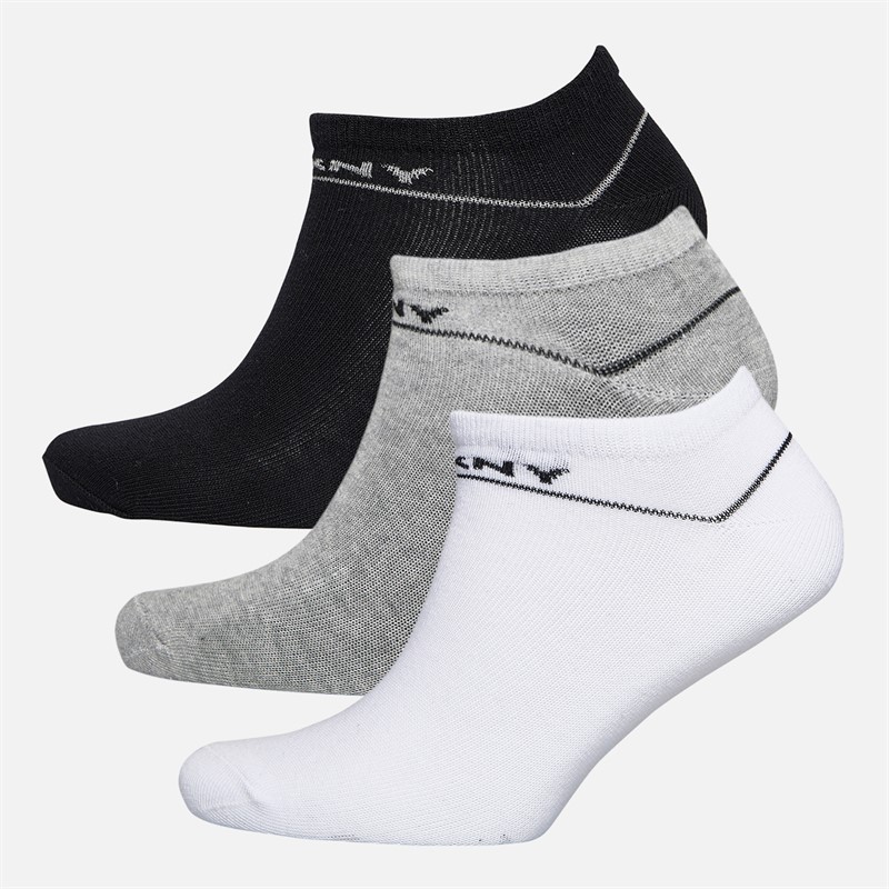 DKNY Womens Olivia Three Pack Trainer Socks Black/White/Grey