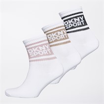 DKNY Womens Margot Three Pack Crew Socks White