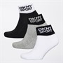 DKNY Womens Zion Three Pack Quarter Socks Black/White/Grey