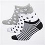 DKNY Womens Lucia Three Pack Trainer Socks White/Grey/Black