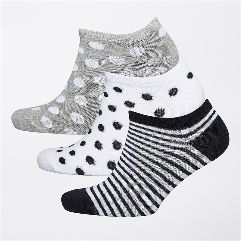 DKNY Womens Lucia Three Pack Trainer Socks White/Grey/Black