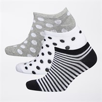 DKNY Womens Lucia Three Pack Trainer Socks White/Grey/Black