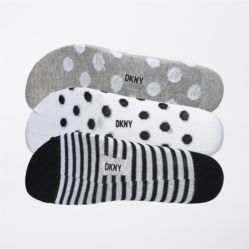 DKNY Womens Lucia Three Pack Trainer Socks White/Grey/Black