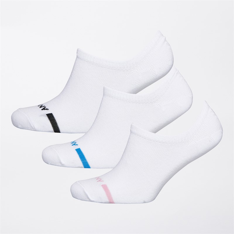 DKNY Womens Ophelia Three Pack Trainer Socks White